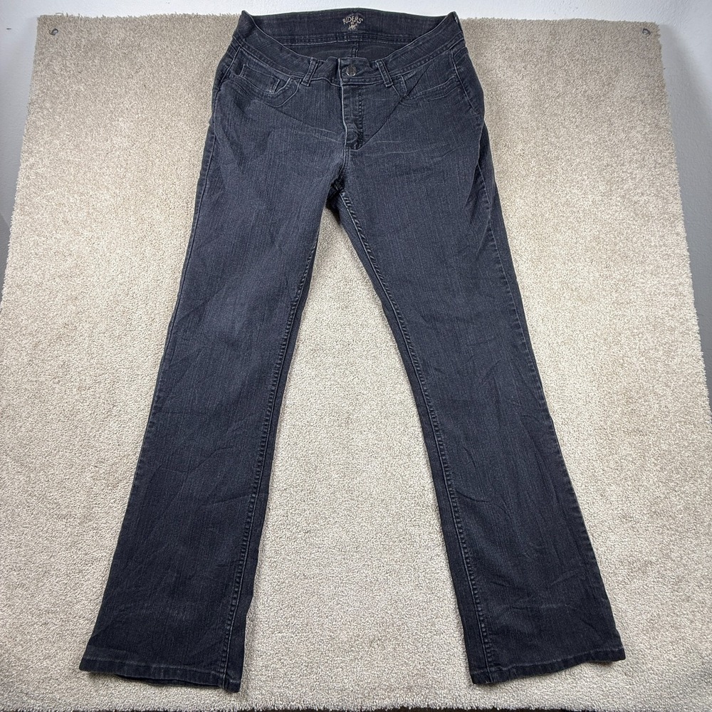 Riders By Lee Jeans Womens 16L Black Denim Cotton Stretch Bootcut Leg Mid Rise